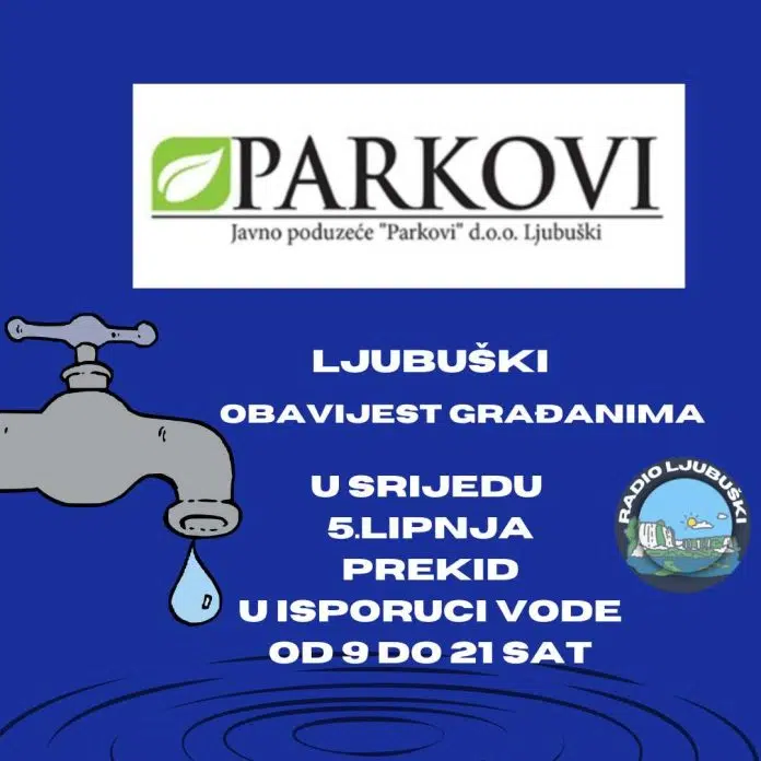 Obavijest Gradanima U Srijedu Dolazi Do Prekida U Isporuci Vode