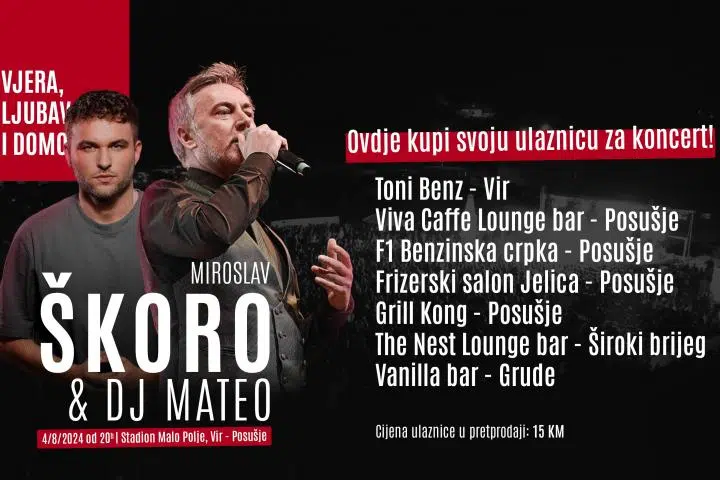 Vir Posušje: Počela je pretprodaja ulaznica za veliki koncert Miroslava Škore