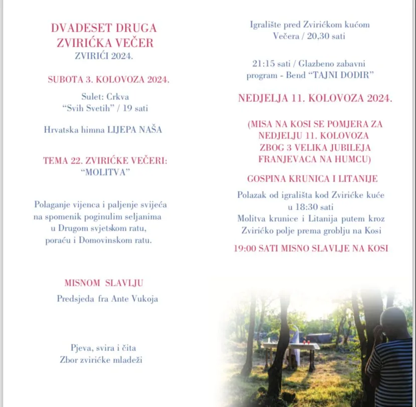 Najava: Večer Zvirića 22. subota