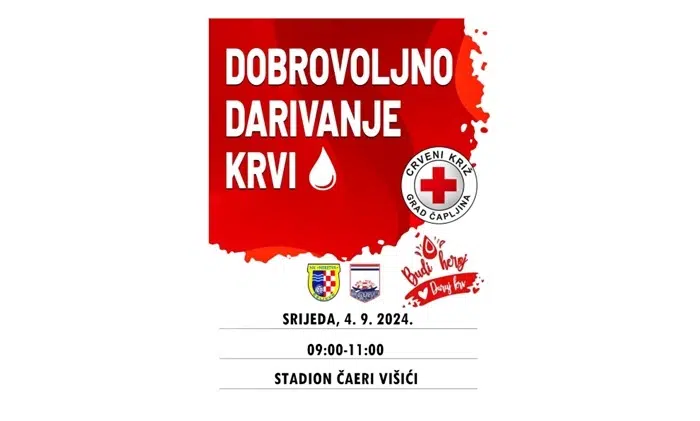 Akcija dobrovoljnog davanja krvi u Višićima u srijedu, 4. septembra