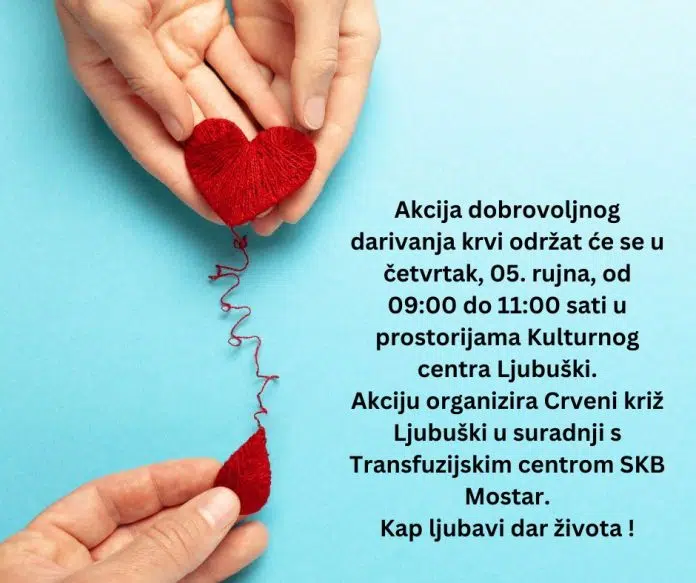 Najava Akcija Darivanja Krvi Za Pucanstvo Odrzat Ce Se U