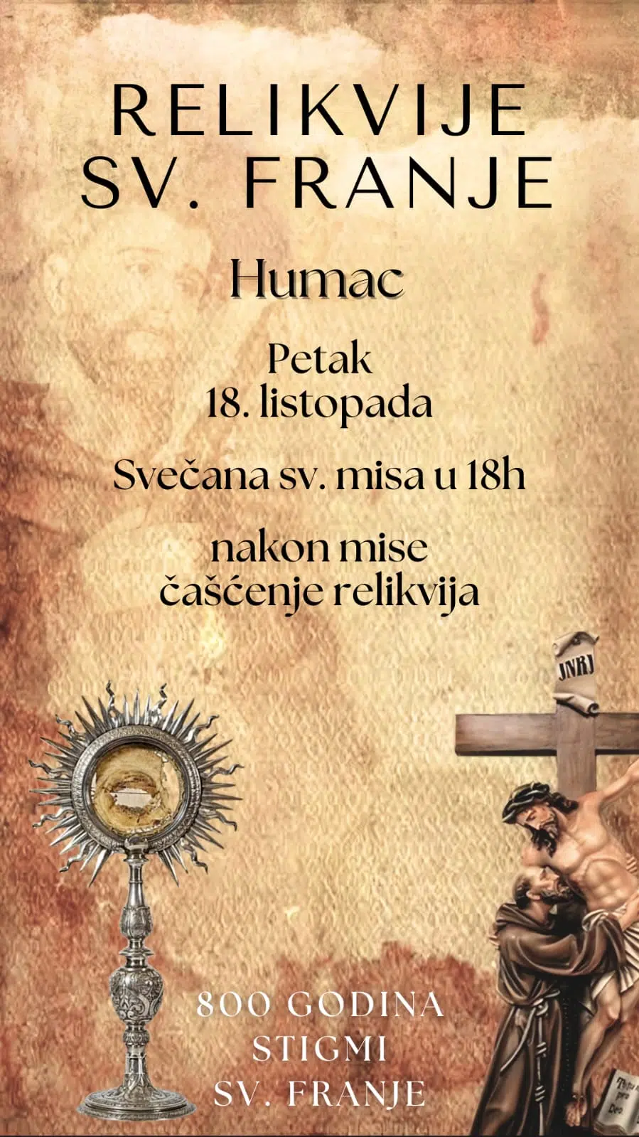 Na Humcu očekuje vas bogat program: Večeras možete vidjeti relikvije krvi sv. Franje Asiškog, a sutra će se održati smotra folklora.