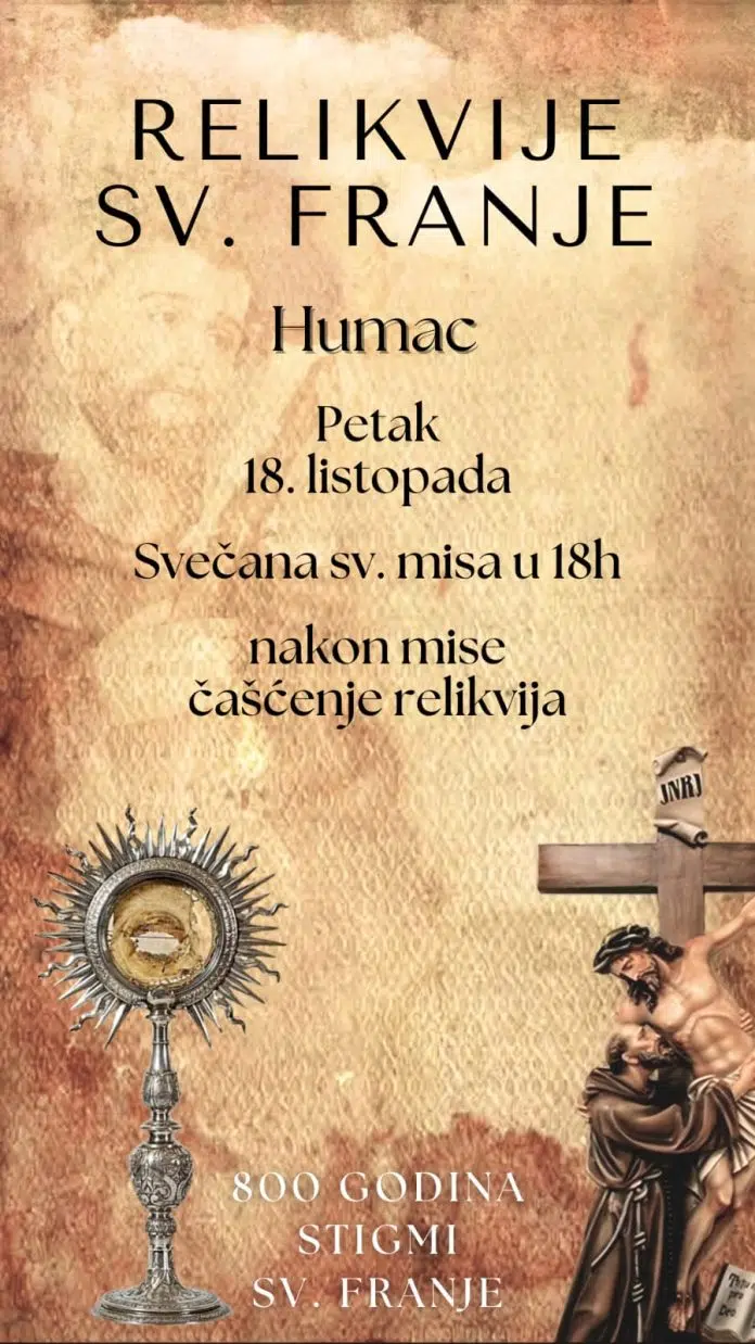 Izlozba Relikvija Krvi Sv Franje Asiskog U Humcu U Petak