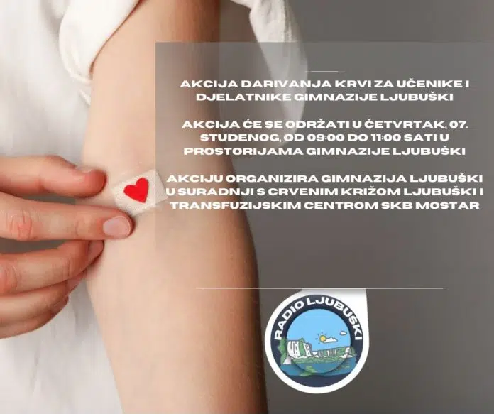 Najava Akcija Darivanja Krvi U Gimnaziji Ljubuski