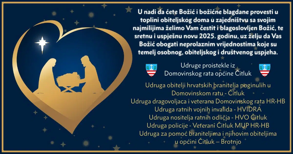 Blagdanska čestitka udruga proisteklih iz Domovinskog rata s područja općine Čitluk