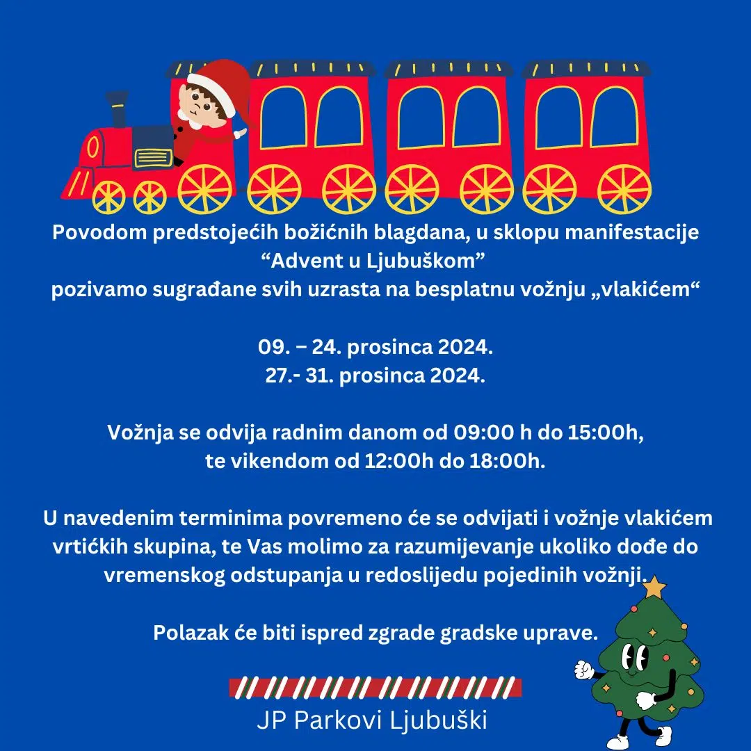 JP Parkovi:Vožnja vlakićem kreće 9.12.