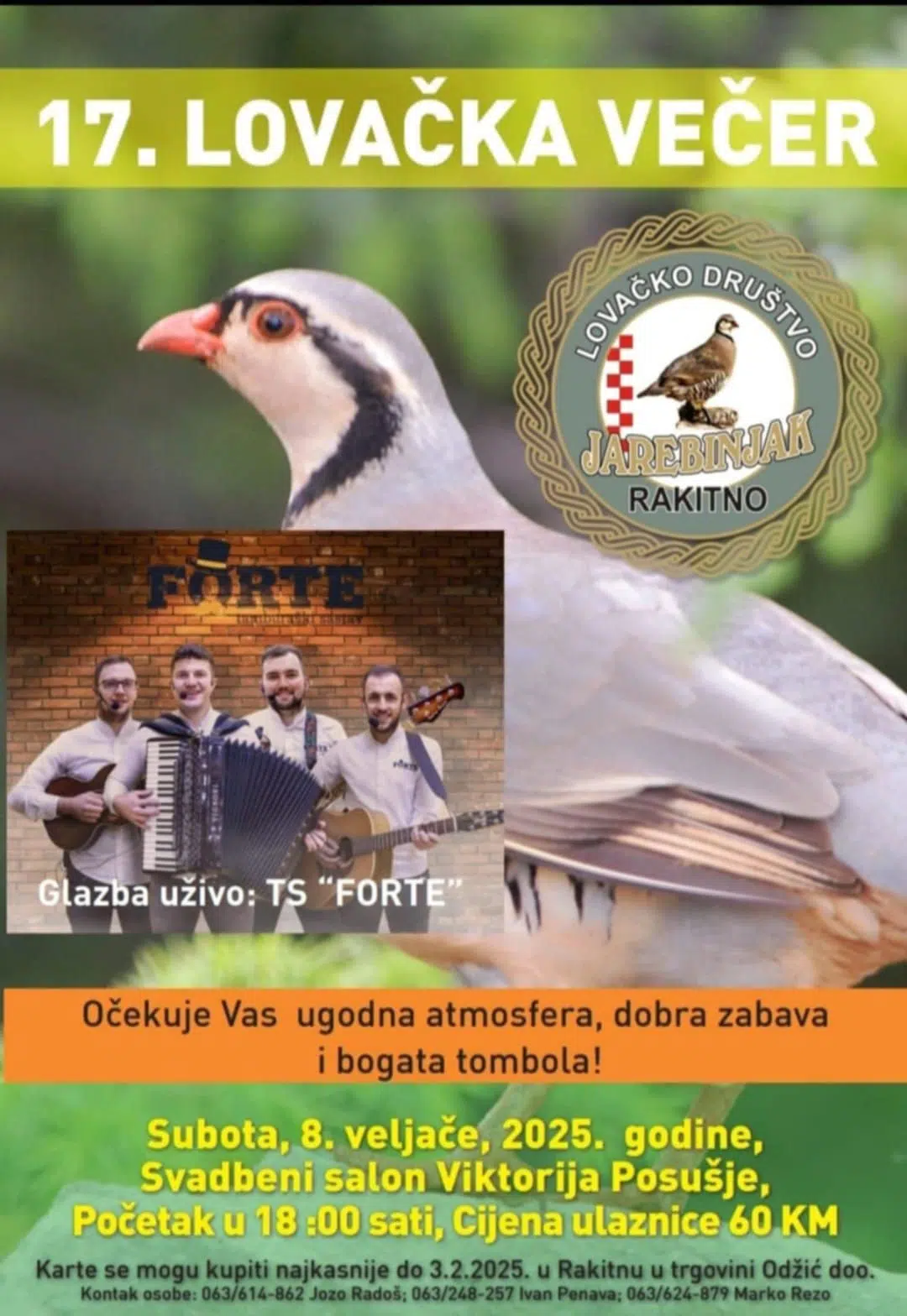 Lovačka večer u Posušju: 17. po redu, tombola, večera i glazba uživo!