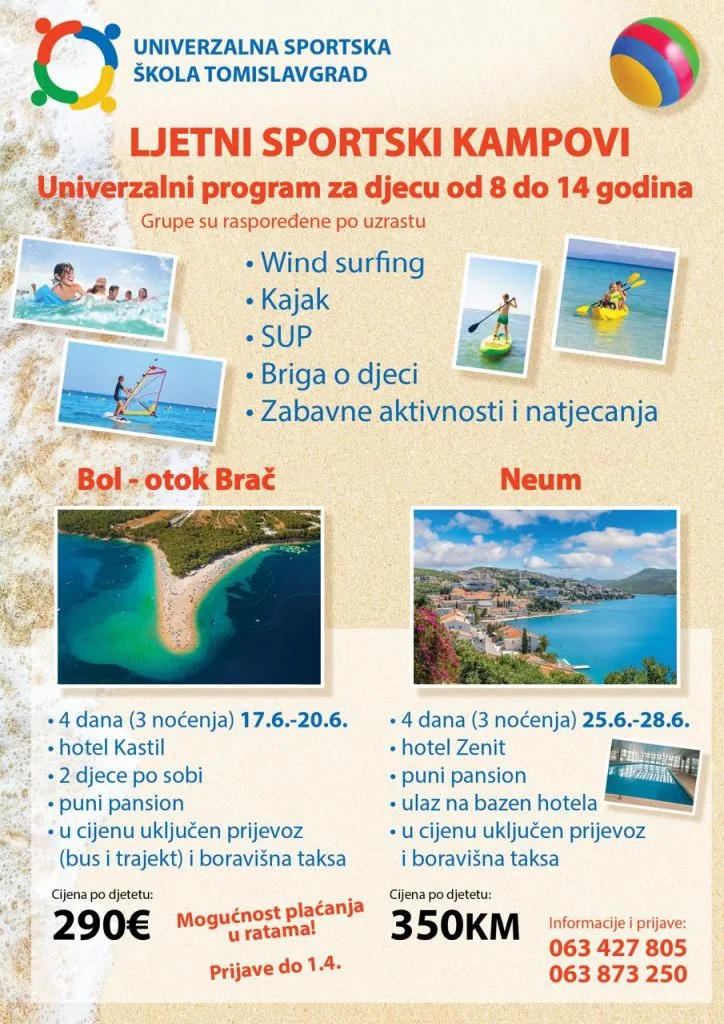 Obavijest o održavanju Ljetnih sportskih kampova – Univerzalna sportska škola Tomislavgrad