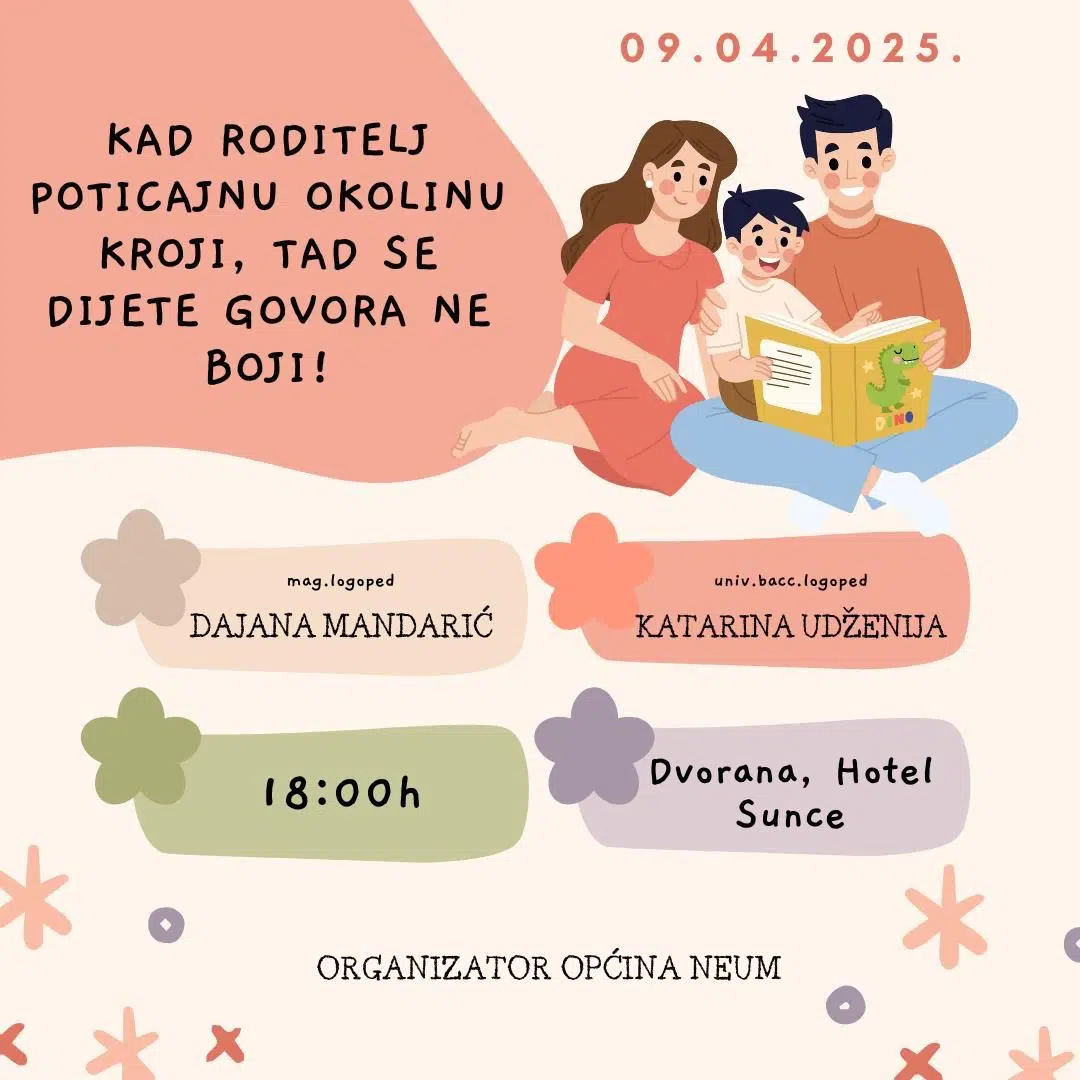 NAJAVA: Predavanje za roditelje: „Kada roditelj poticajnu okolinu kroji, tad se dijete govora ne boji!“