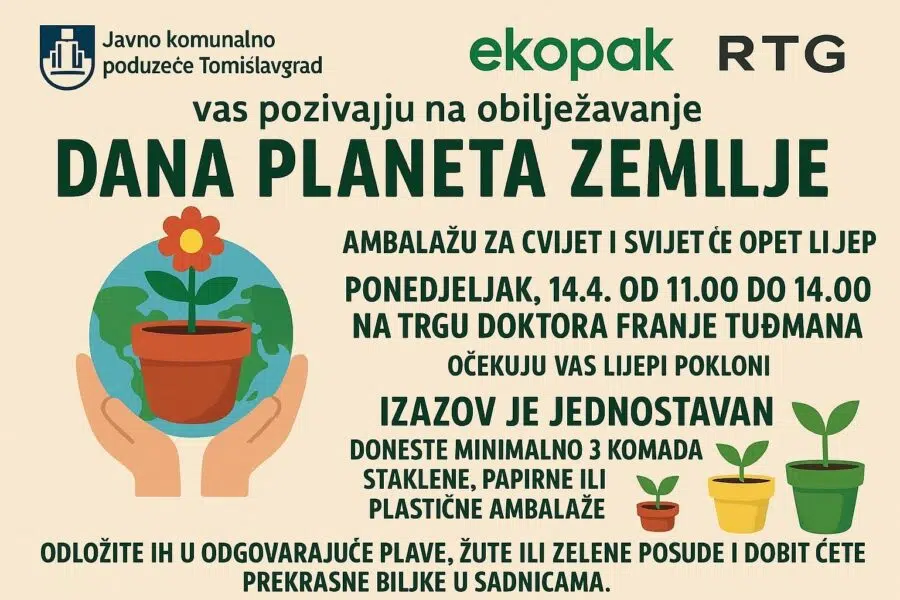 Pridružite se obilježavanju Dana planete Zemlje u Tomislavgradu: Doneseš smeće, dobiješ cvijeće
