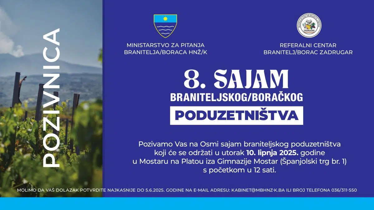 Branitelji iz ŽZH izlažu domaće proizvode na sajmu u Mostaru