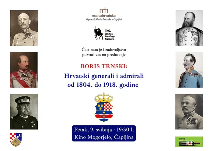 Čapljina: Predavanje o hrvatskim generalima i admiralima od 1804. do 1918. godine