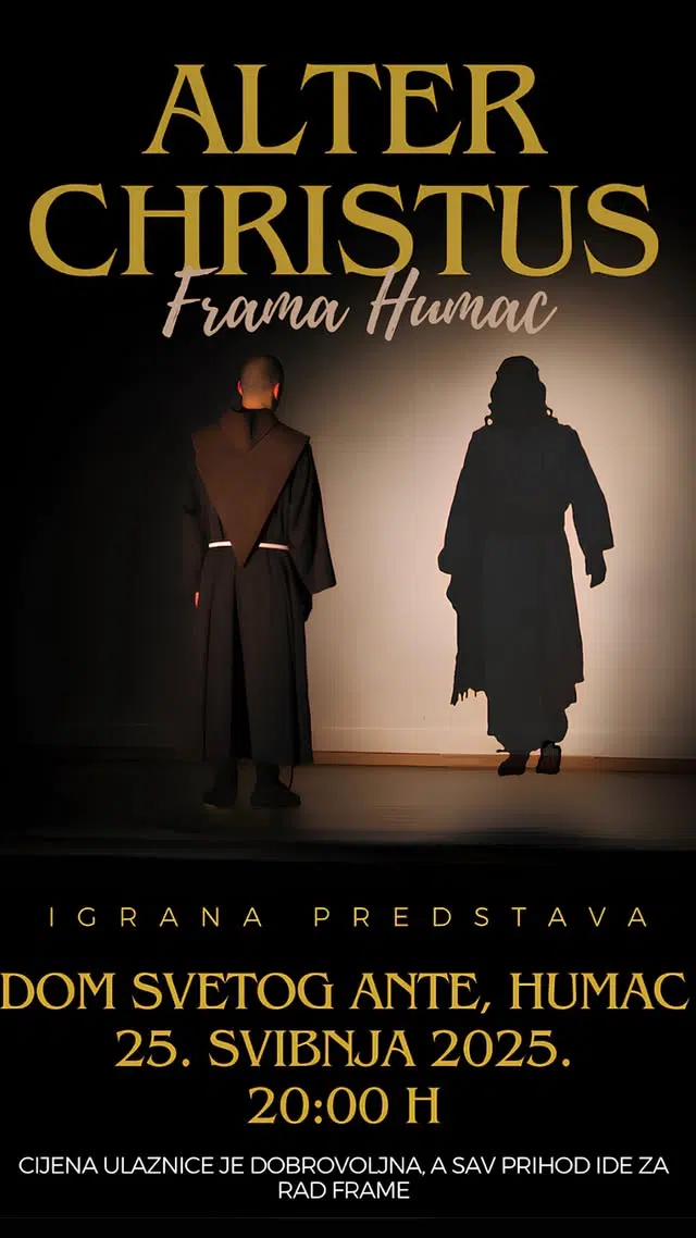U nedjelju predstava “Alter Christus” u izvedbi Frame Humac