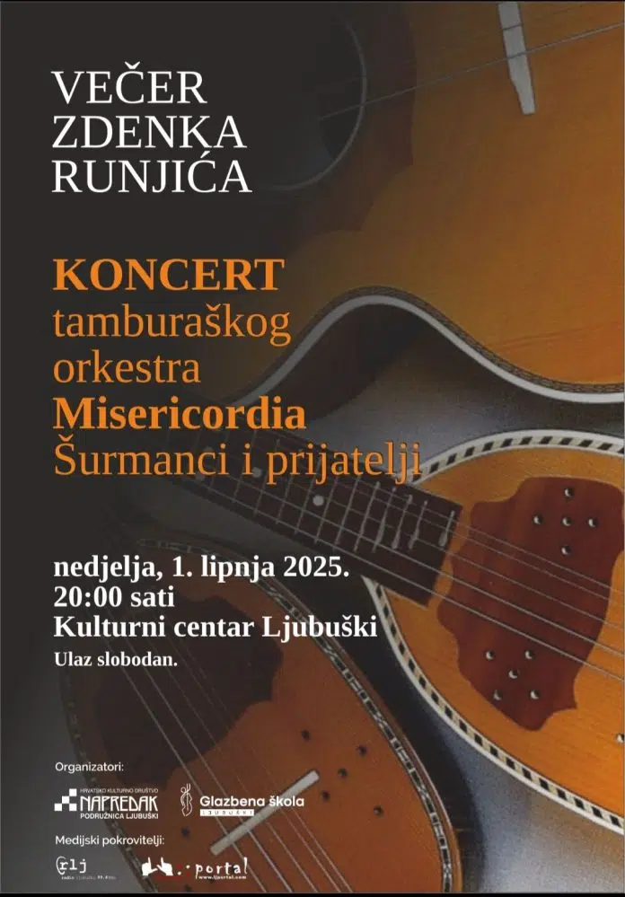 Ljubuški: Danas koncert “Večer Zdenka Runjića”