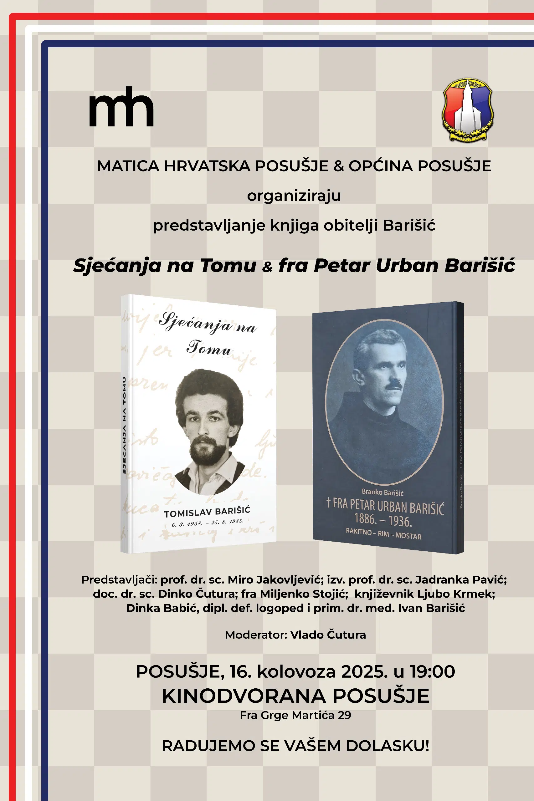 Predstavljanje knjiga obitelji Barišić u Posušju: “Sjećanja na Tomu” i “Fra Petar Urban Barišić”