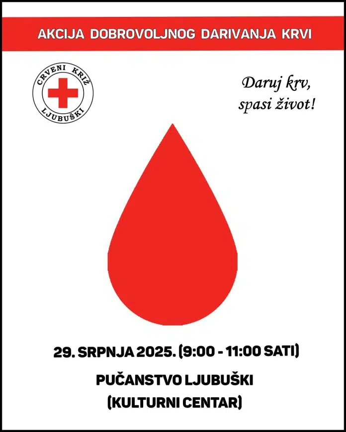 Akcija darivanja krvi u Ljubuškom u utorak 29.srpnja
