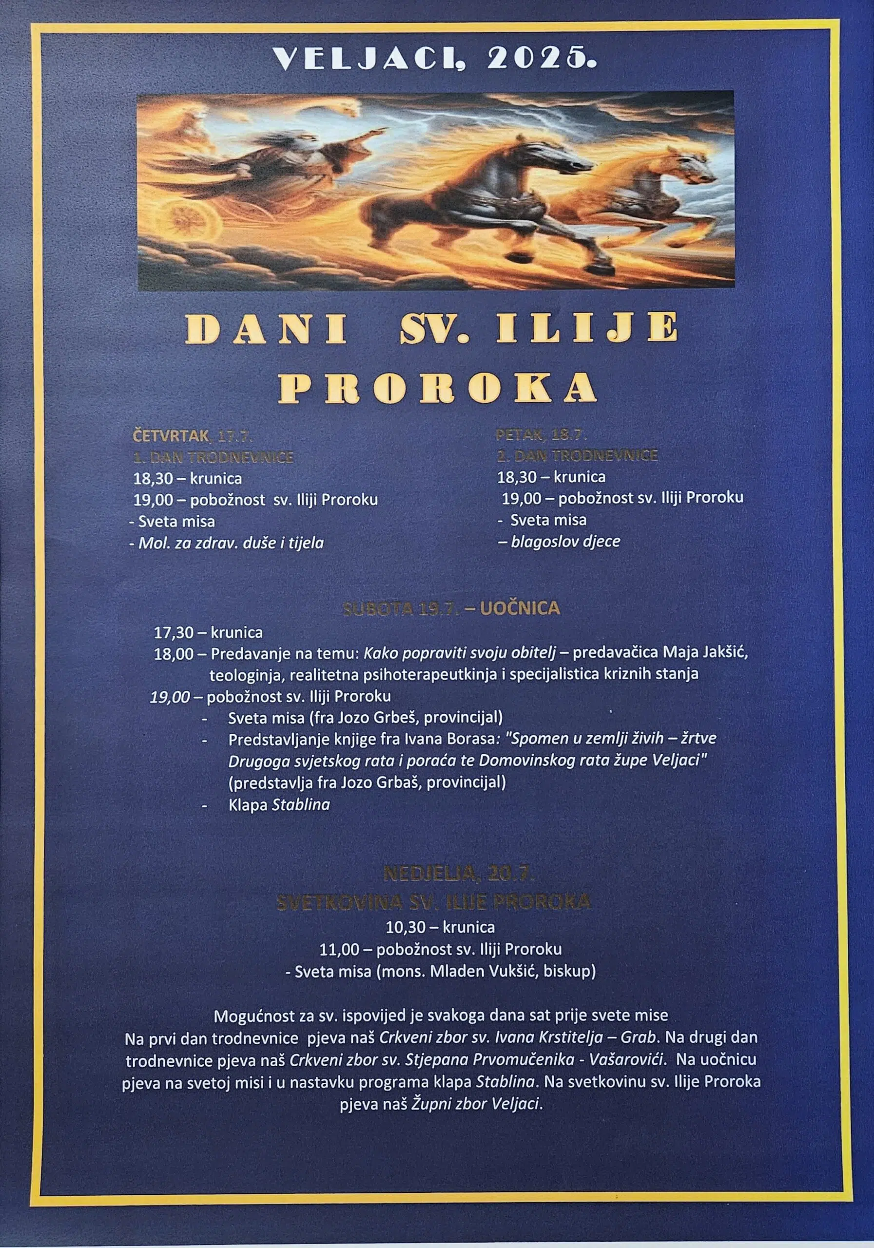Najava: Blagdan sv. Ilije, zaštitnika župe Veljaci
