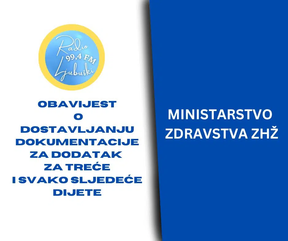 Obavijest o dostavljanju dokumentacije za dodatak za treće i svako sljedeće dijete