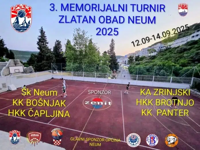 NAJAVA: Treći memorijalni košarkaški turnir “Zlatan Obad” u Neumu