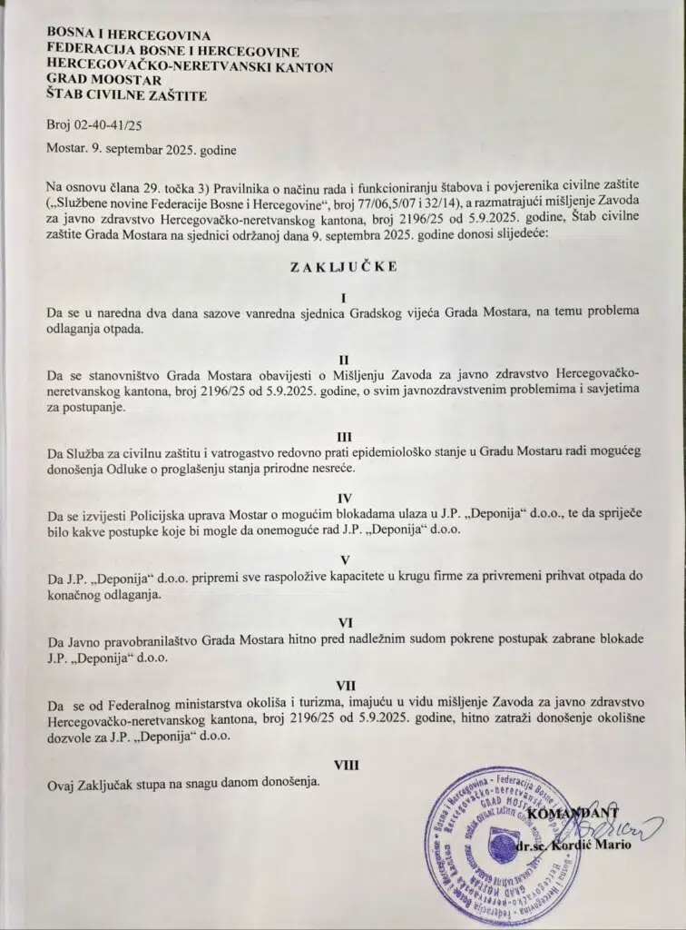 Zakazana izvanredna sjednica Gradskog vijeća Grada Mostara
