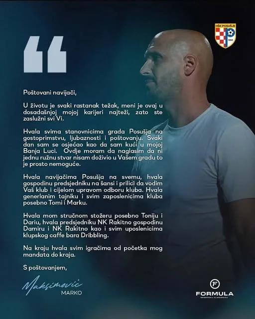 Marko Maksimović se oprostio od HŠK Posušje: “Svaki rastanak je težak, ali ovaj mi je najteži”