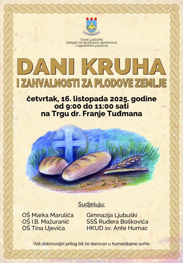 Najava: “Dani kruha i zahvalnosti za plodove zemlje”