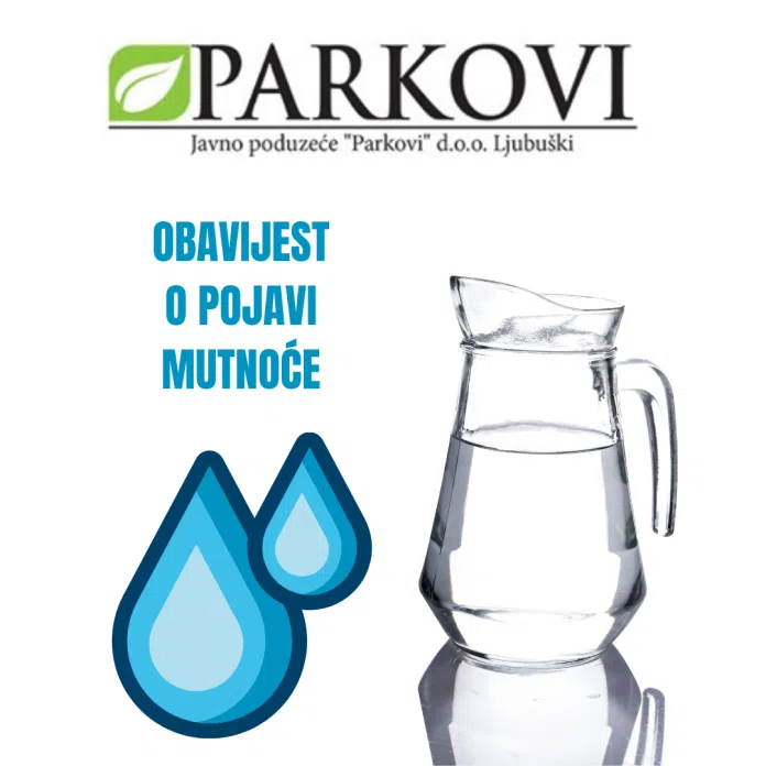 JP Parkovi: Obavijest o mutnoći vode