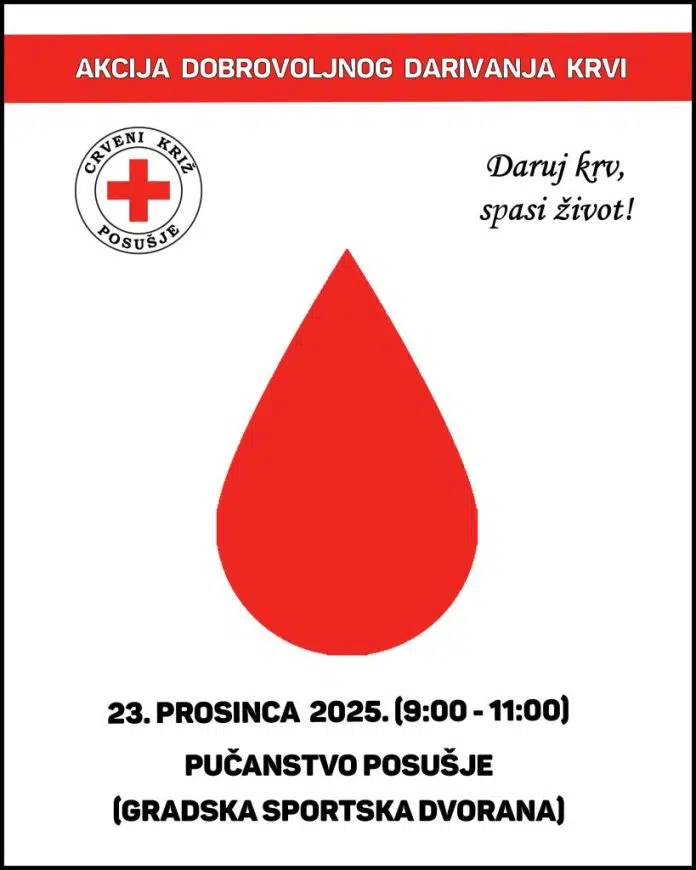 Crveni križ Posušje organizira akciju dobrovoljnog darivanja krvi