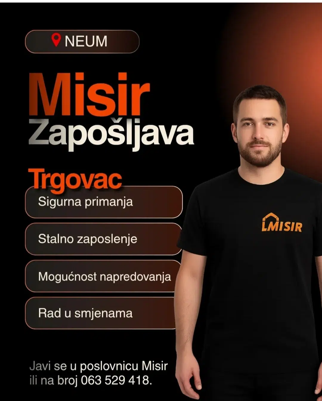 OGLAS ZA POSAO: Misir d.o.o. traži pojačanje za rad u poslovnici u Neumu