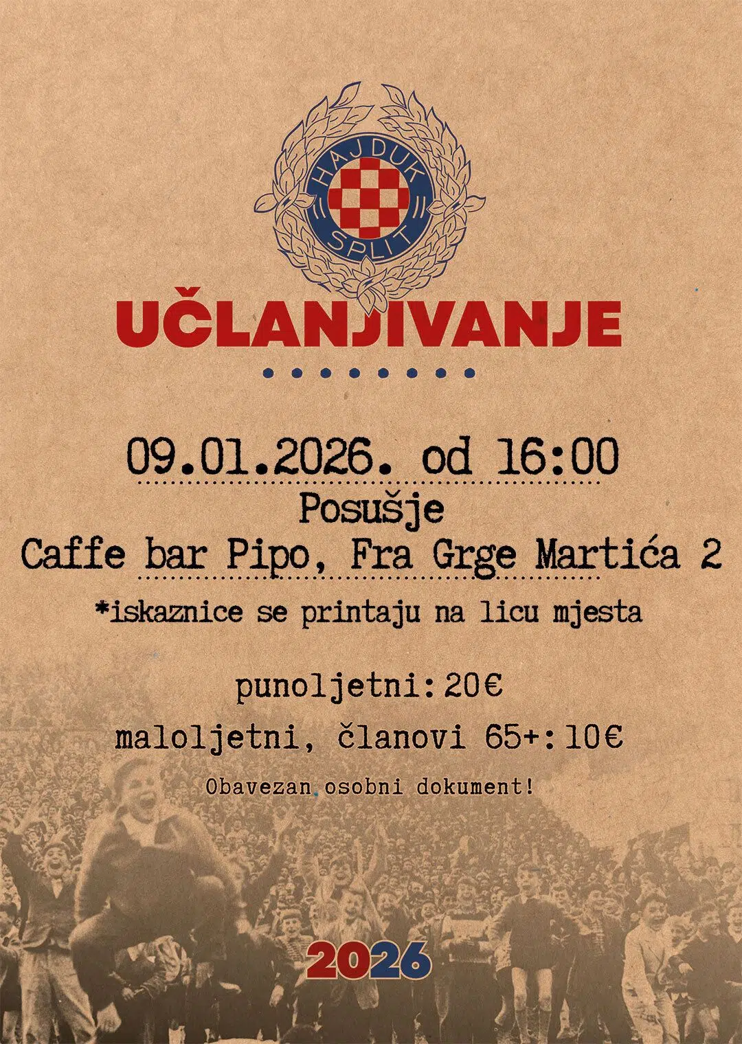 Posušje sutra u bijelom: Učlanjivanje u HNK Hajduk Split uz druženje, gulaš i roštilj