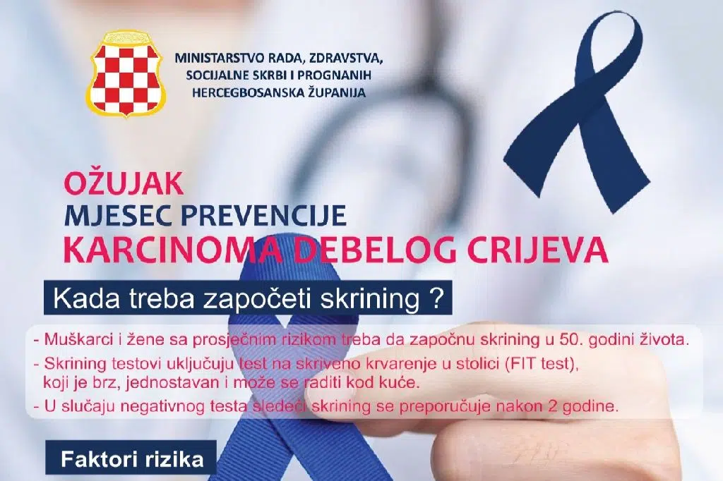 Najava kampanje „Plavi ožujak“ – mjesec prevencije i borbe protiv karcinoma debelog crijeva