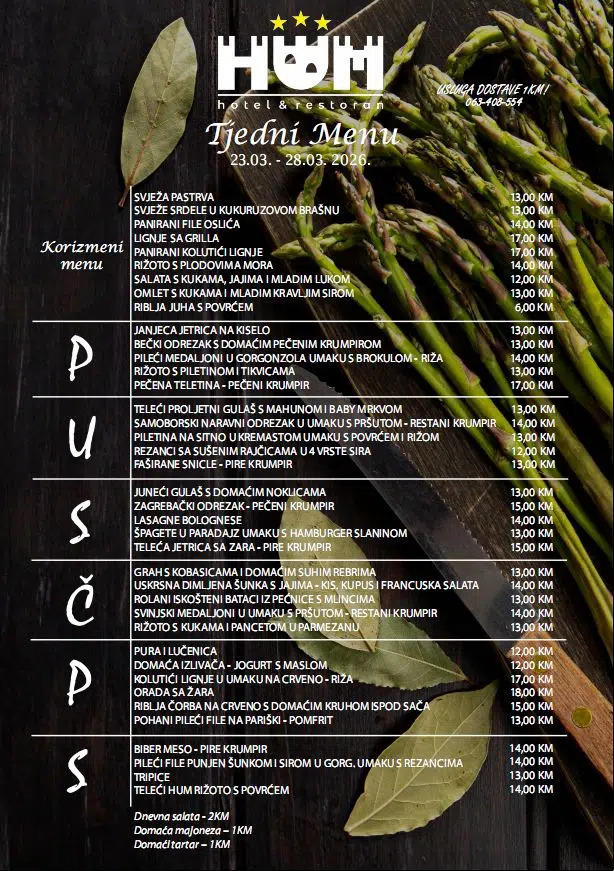 Hotel Hum:Dnevna ponuda jela