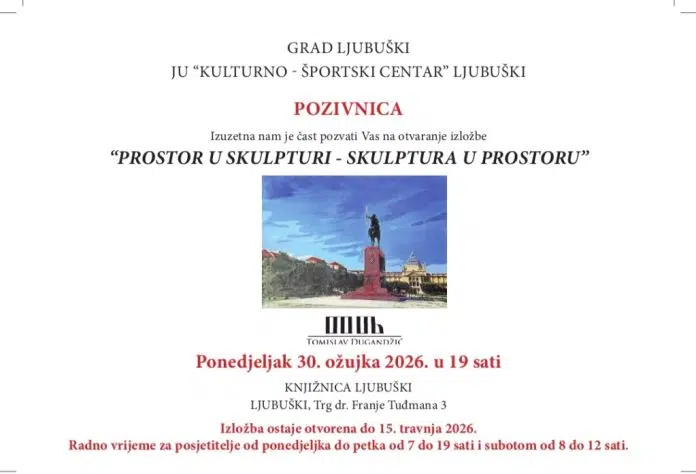 NAJAVA: U Knjižnici Ljubuški izložba “Prostor u skulpturi – skulptura