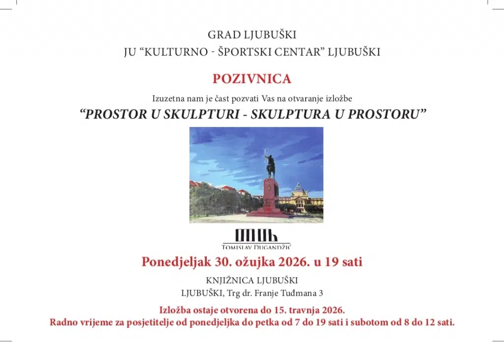 NAJAVA: U Knjižnici Ljubuški izložba “Prostor u skulpturi – skulptura u prostoru”