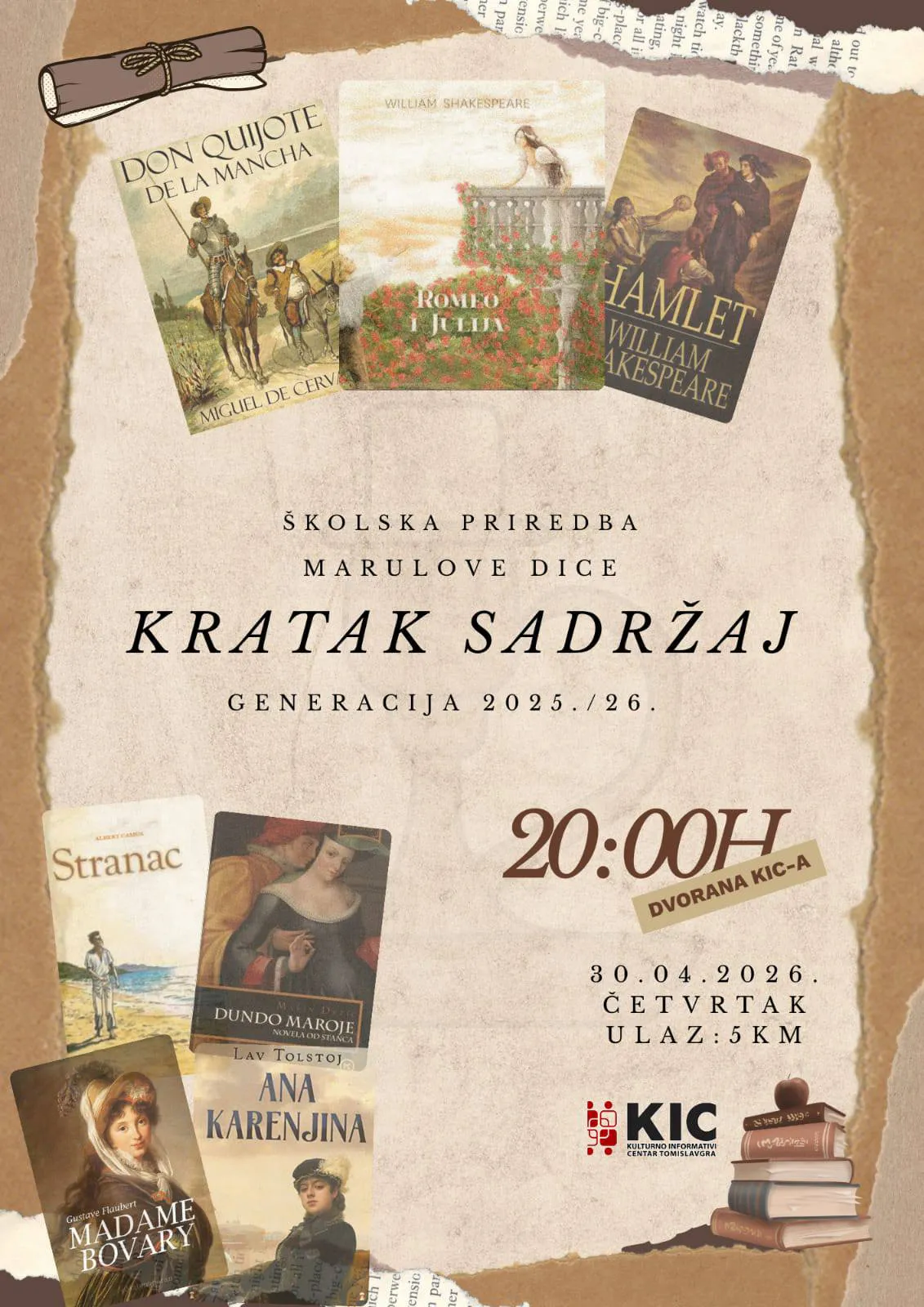 Najava: Maturanti Gimnazije Marka Marulića Tomislavgrad u KIC-u će izvesti predstavu “Kratak sadržaj”