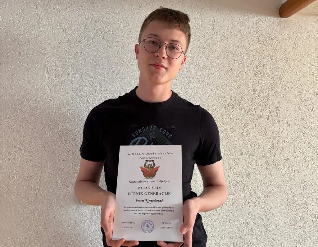 Ivan Knježević učenik generacije u Gimnaziji Marka Marulića Tomislavgrad