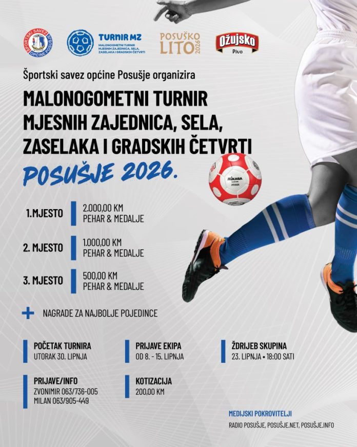Počinju prijave za Malonogometni turnir mjesnih zajednica, sela, zaselaka i