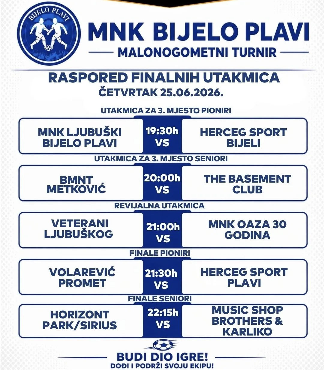 Spektakl u Ljubuškom: Večeras završnica Malonogometnog turnira MNK Bijelo Plavi