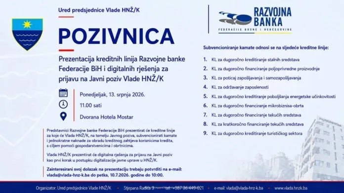 Vlada HNŽ poziva gospodarstvenike na predstavljanje kreditnih linija za koje