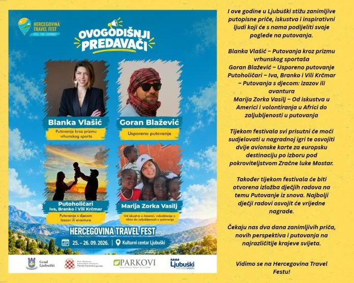 Hercegovina Travel Fest stiže u Ljubuški 25. i 26. rujna: