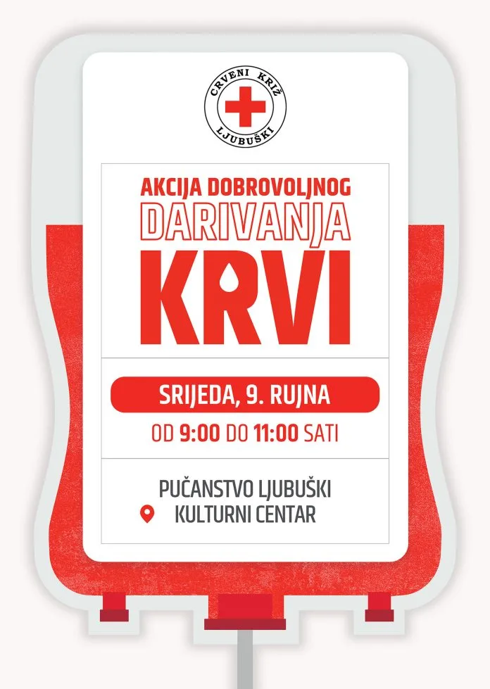 Ljubuški: Akcija dobrovoljnog darivanja krvi u srijedu