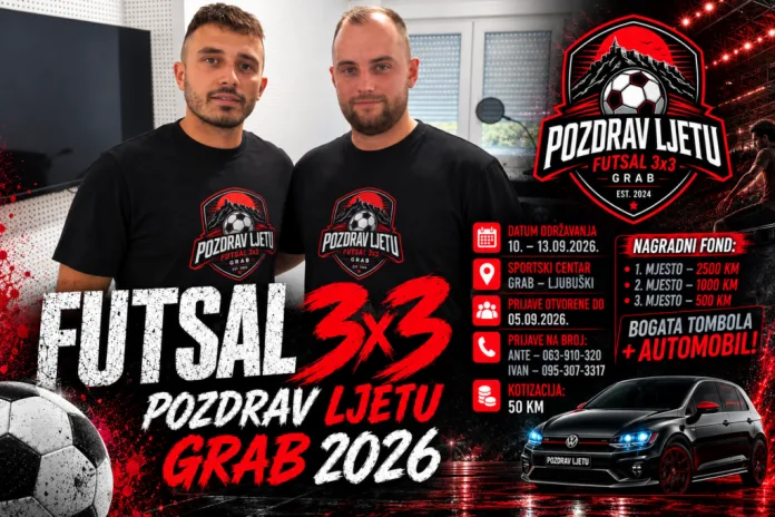 Sutra počinje Futsal 3×3 „Pozdrav ljetu – Grab 2026“: Rekordnih
