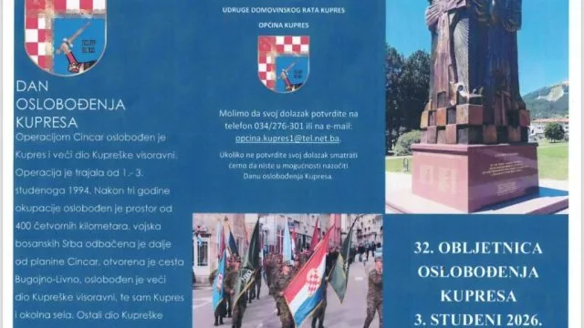 Najava: Obilježavanje 32. obljetnice oslobođenja Kupresa