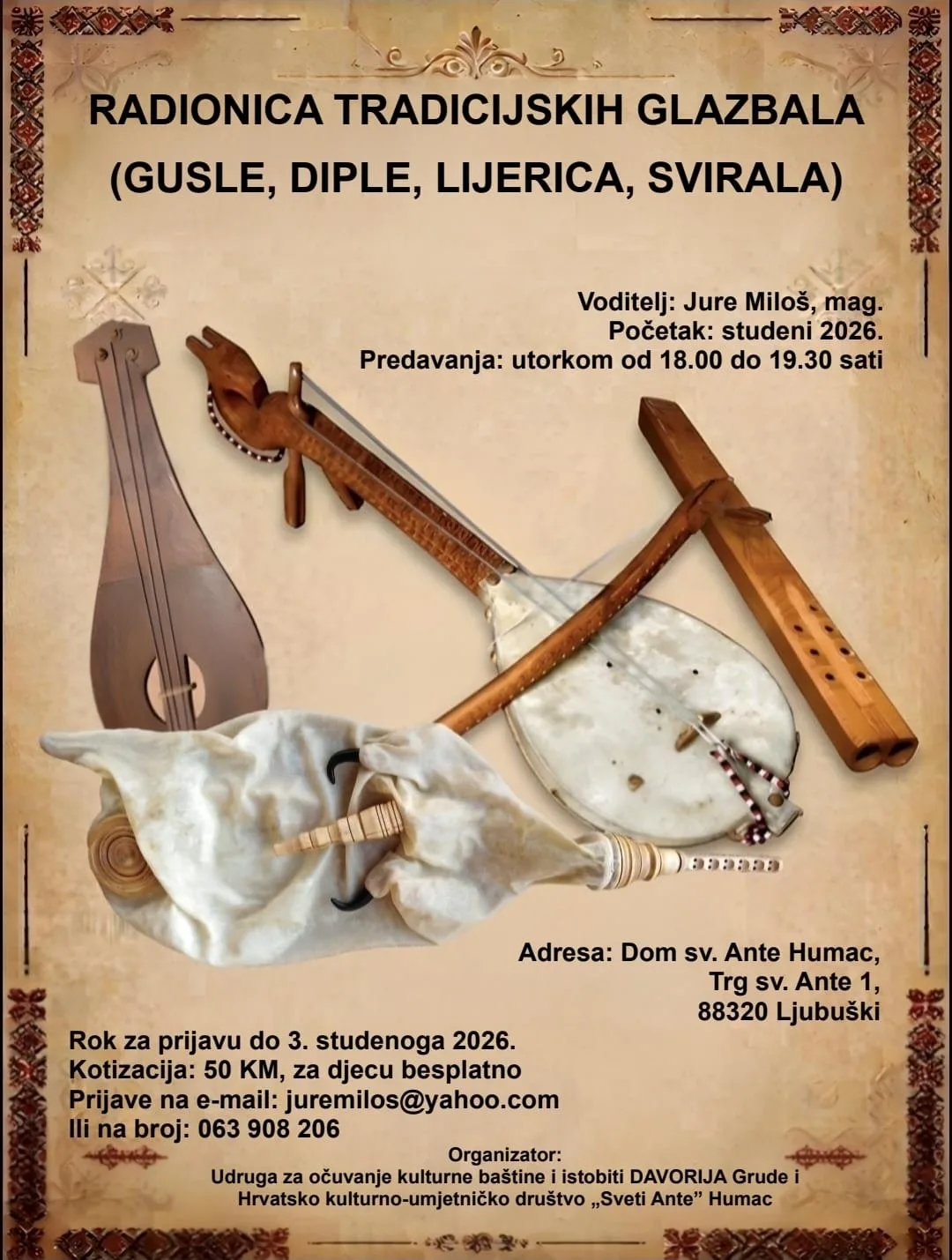 Na Humcu počinje radionica tradicijskih glazbala: Prijave otvorene do 3. studenoga
