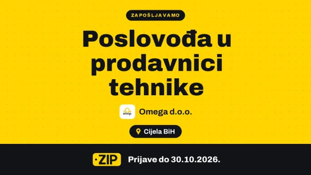 Omega d.o.o. zapošljava: Poslovođa u prodavnici tehnike ()