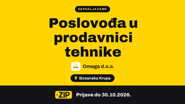 Omega d.o.o. zapošljava: Poslovođa u prodavnici tehnike ()