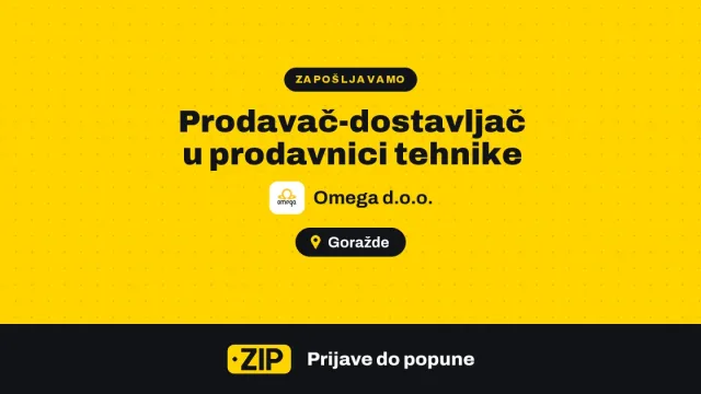Omega d.o.o. zapošljava: Prodavač-dostavljač u prodavnici tehnike (Goražde)